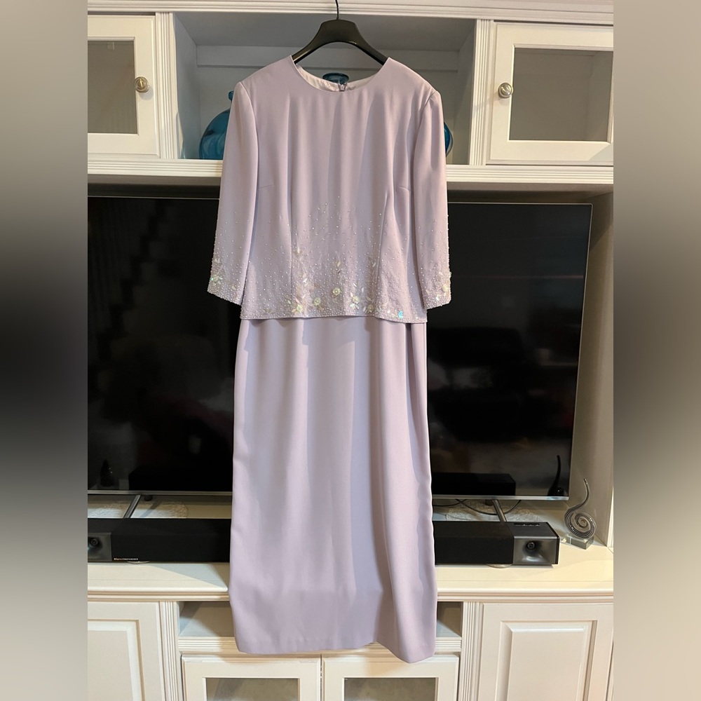 Dress, size 16, lavender with beading